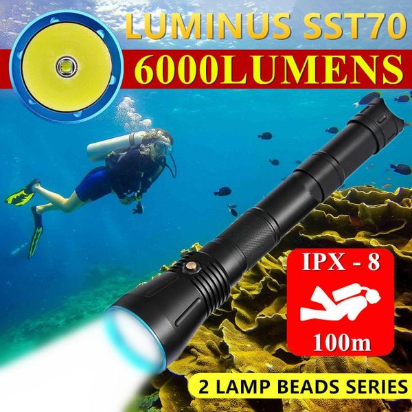 

flashlights torches luminus sst70 high power underwater 100m dive fill light cree xhp70 scuba led powerful professional diving li