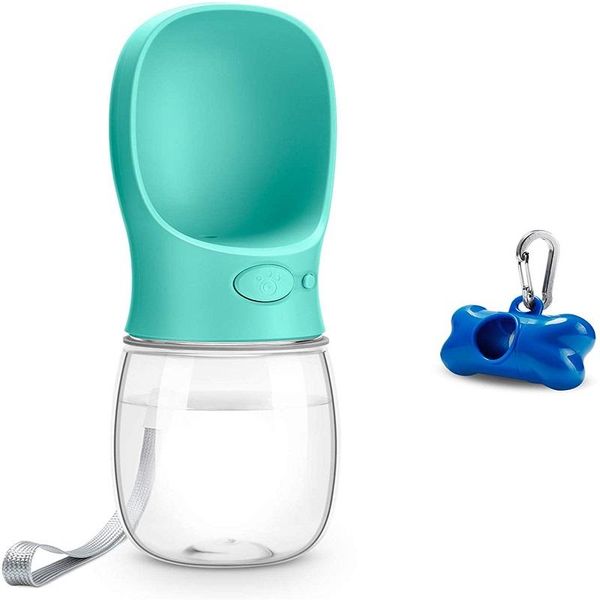 

dog bowls & feeders 350ml dogs water bottle portable pet drinking with feces bag dispenser cats ideal road travel 2021