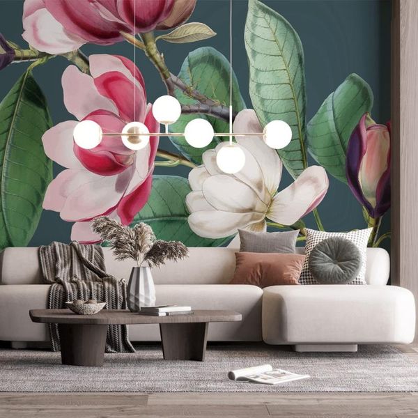 

wallpapers pink flower panoramic po 3d wallpaper home decor green waterproof wall murals paper decoration for living room bedroom