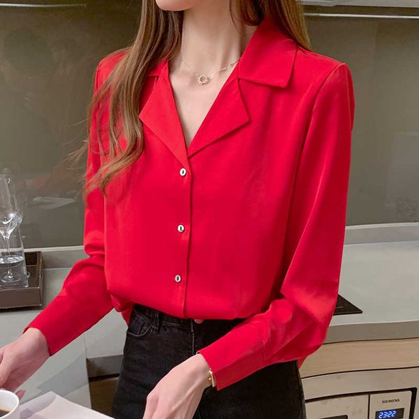 

korean women shirts silk blouses office lady satin white shirt woman long sleeve blouse plus size casual 210604