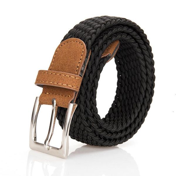 

belts knitting elastic men's canvas belts suede leather, Black;brown