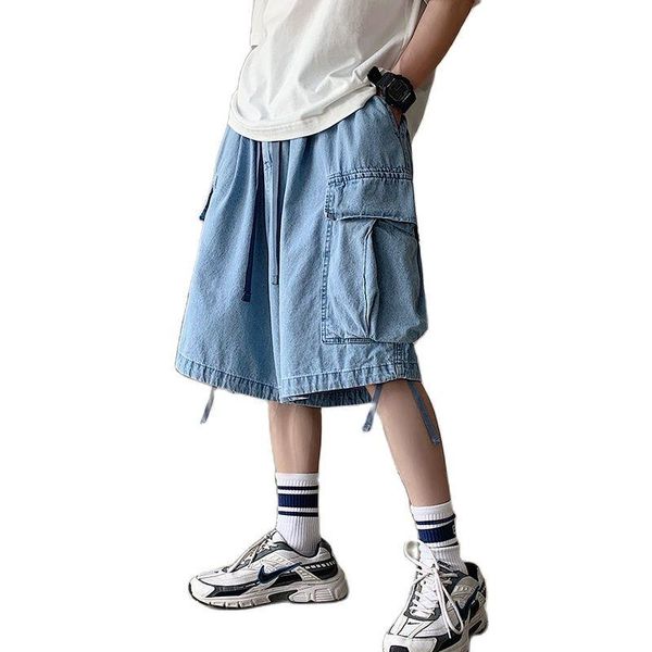 

men's shorts casual tooling summer wear loose straight 7 minutes of pants ins wind jeans male trend, White;black