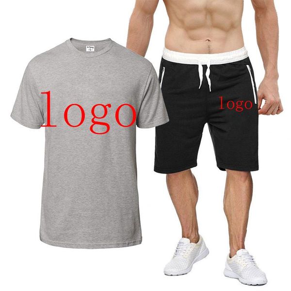

men's tracksuits 2021 men logo customization brand running sportswear summer comfortable fashion two-piece high qulity t-shirt track su, Gray
