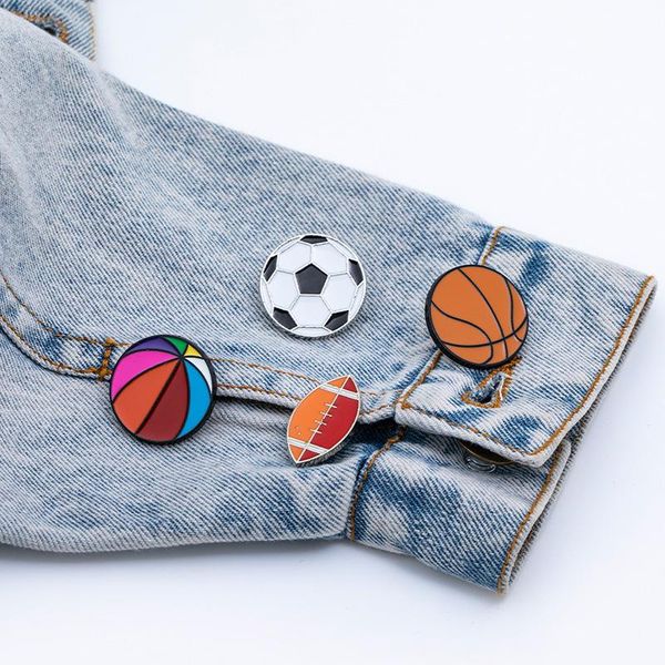 

pins, brooches cute rugby football basketball enamel brooch for women girls fashion ball badge pins jewelry accessories party gifts, Gray