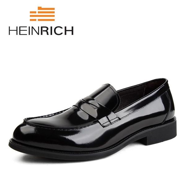 

dress shoes heinrich 2021 italian fashion business men genuine leather pointed toe formal zapatos formales hombre, Black