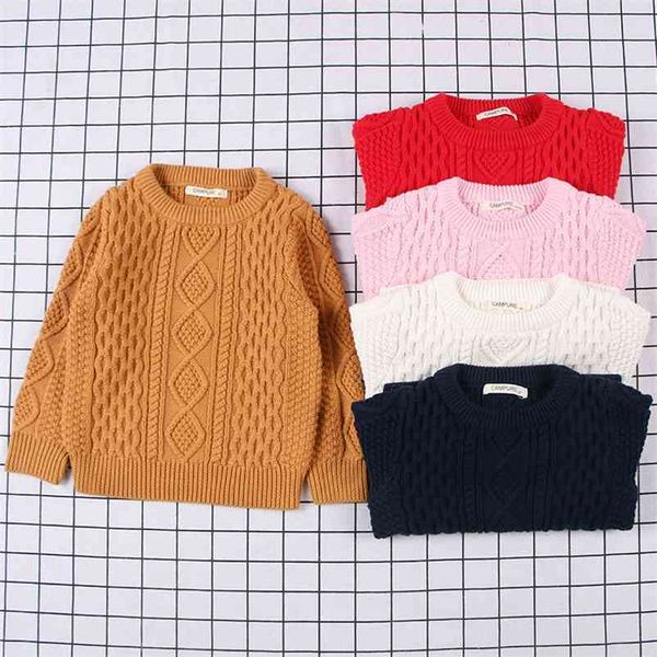 

1-7 children baby sweaters clothes boys cotton warm pullovers girls spring autumn knitted loose 210521, Blue