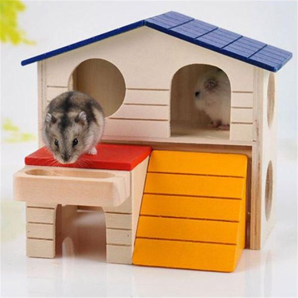 

small animal supplies creative pet castle hamster cage totoro hideway hut blue-double-layer nest with climb ladder chew bite toys house