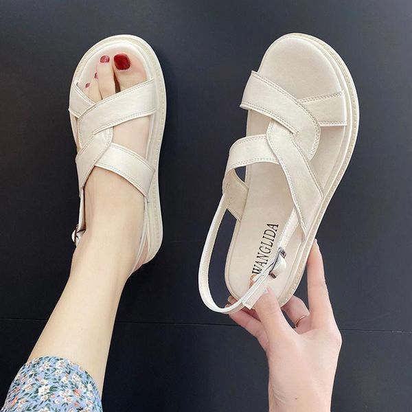 

sandals shoes women slippers women's 2021 summer red soled heel white flat sandales femmes sandalias, Black