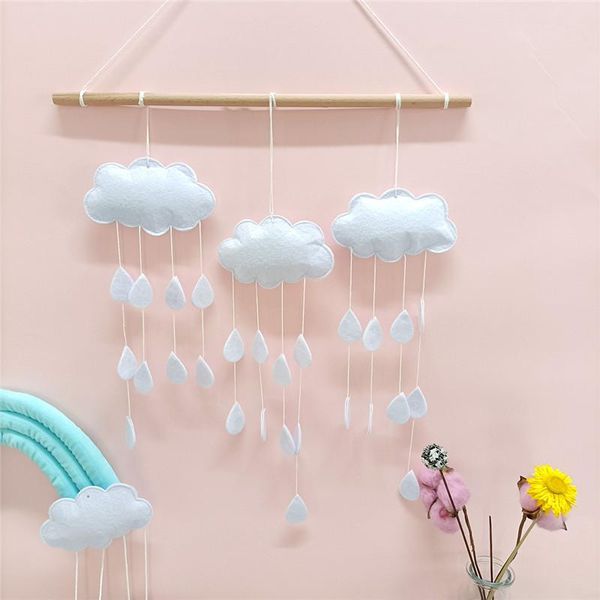 

decorative objects & figurines nordic style handmade wooden clouds raindrop wall hanging pendant kids room decor girls bedroom ornament