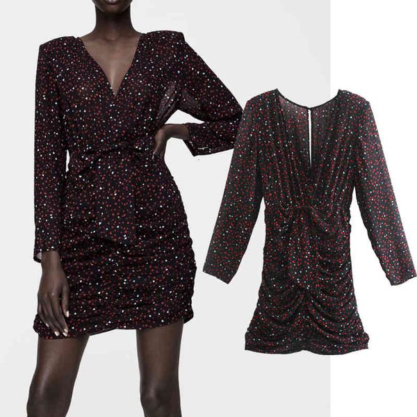 

casual dresses fashion heart print folds long sleeve ladies loose v-neck heart-shaped vestidos spring mini 0vto, Black;gray