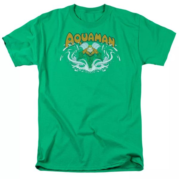 

Aquaman Splash "Kelly Green" Color T-Shirt DC Comics Sizes S-3X NEW, White;black
