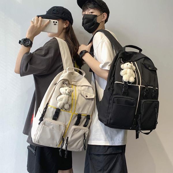 

backpack nylon women doll pendant large capacity school bag for teenage girls shoulder waterproof female mochila