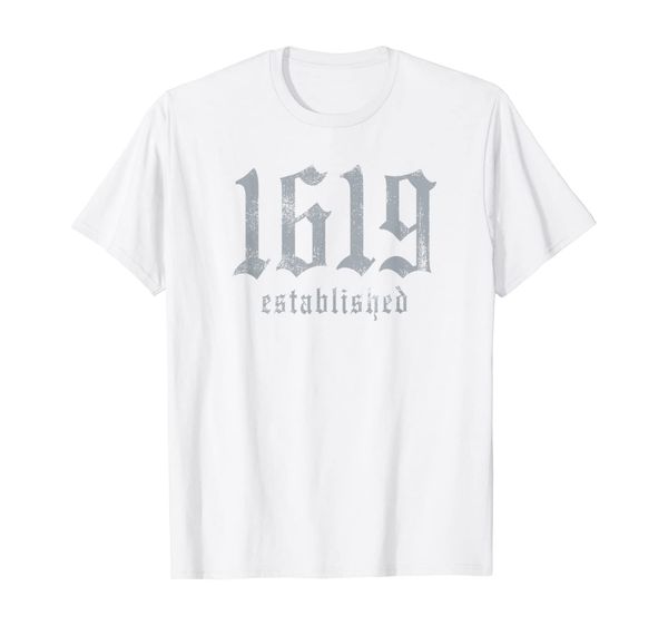 

1619 established vintage african american black history t-shirt, White;black