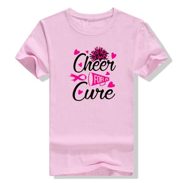 

women's t-shirt cheer for a cure breast cancer awareness graphic t shirts woman women, White
