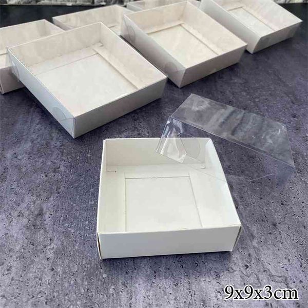 Confezione regalo per torta bianca Confezione in cartone Finestra in PVC trasparente Coperchio trasparente Biscotti Caramelle Abiti da sposa Abiti Scatole per ospiti 210402