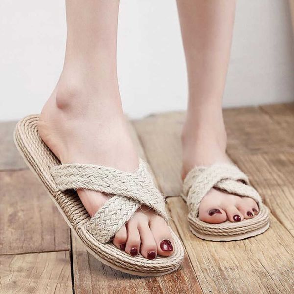 

women slippers summer shoes outdoors indoor home soft bottom slides ladies non-slip imitation straw beach sandal slipper qq387 210625, Black