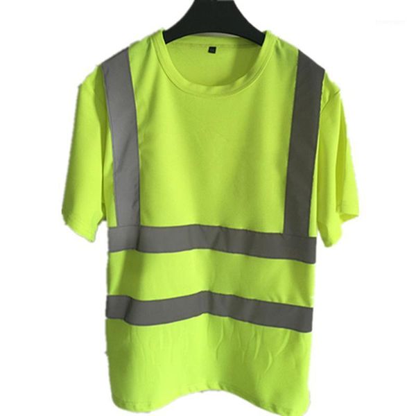 

men's t-shirts reflective safety short sleeve t-shirt high visibility road work tee hi vis workwear1, White;black