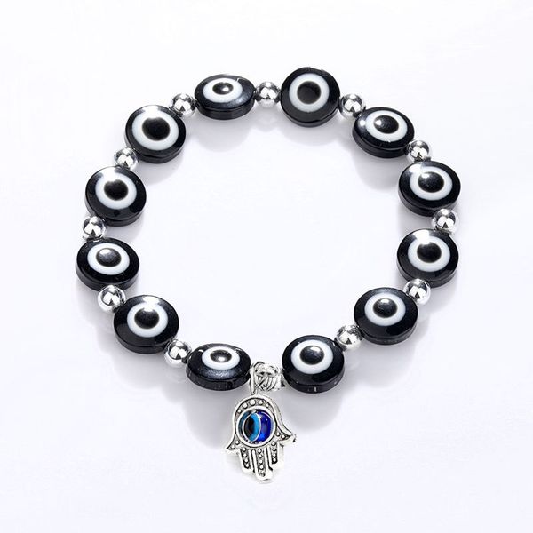 

fashion black blue evil eye hamsa hand fatima palm beaded strands bracelets for women bead charm bracelet ethnic style handmade jewelry