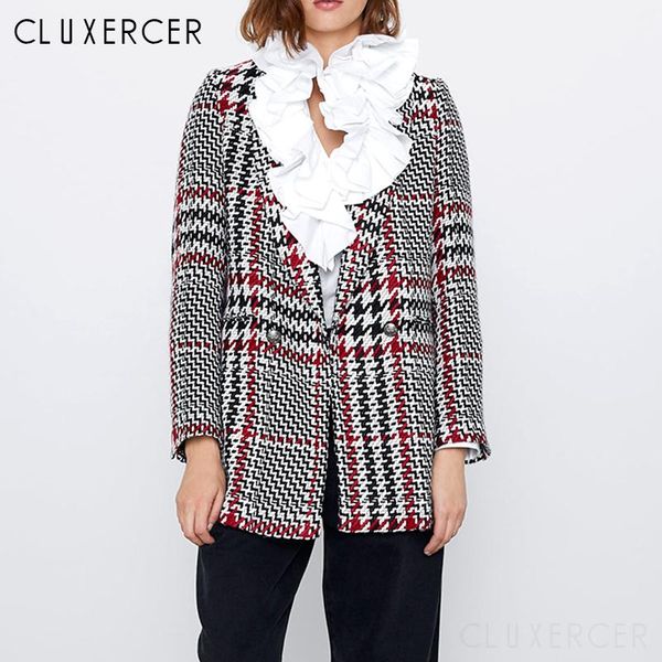 

women's suits & blazers fashion autumn women plaid and jackets work office lady suit slim single breasted business female blazer coat t, White;black