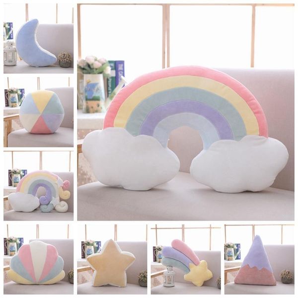 Kissen/Dekokissen 27 Gefüllte weiche Rückenkissen Cartoon Wolke Mond Stern Hügel Muschelform Überwurf Niedliches Sofa für Kindergeburtstagsgeschenke