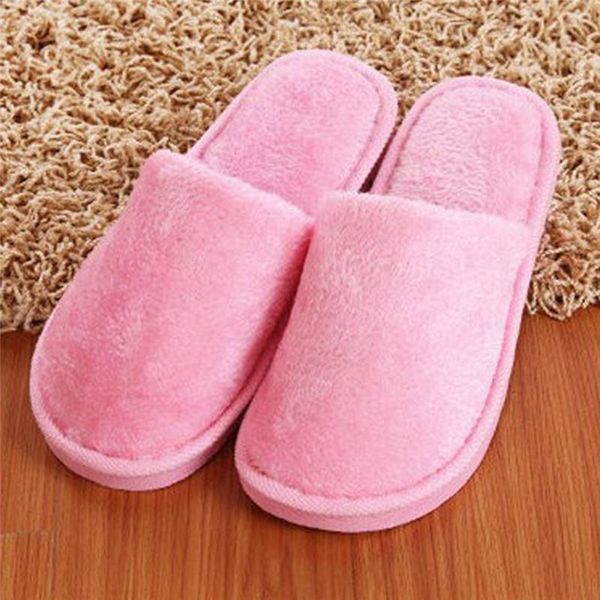 

soft plush cotton cute slippers shoes couple non-slip floor indoor home furry women for bedroom, Black