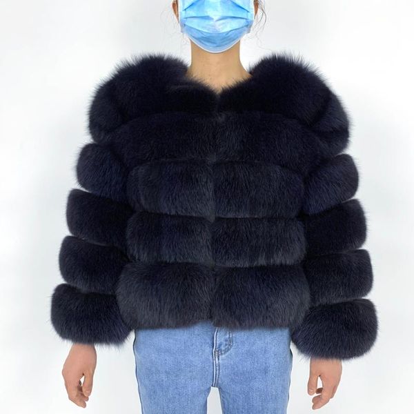 

women's fur & faux 2021 real coat winter natural jacket warm vest fashion luxurious dhl, Black