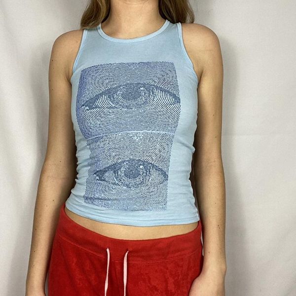 

camisoles & tanks harajuku gothic tank eyes corset vintage fashion streetwear sleeveless crop women casual sweats tupe, Black;white