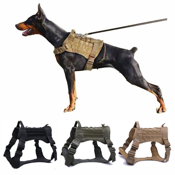 

dog collars & leashes military tactical harness service working pet durable vest for medium large dogs german shepherd leash lead cloth