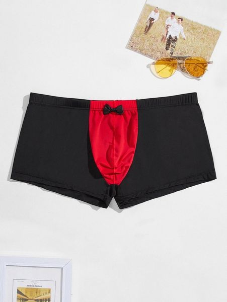 

men contrast panel bow front boxer brief p3el#, Black;brown