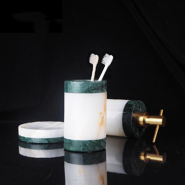 

creative white and green marble bathroom accessories gargle cup liquid soap dispenser wristband hand lotion bottle