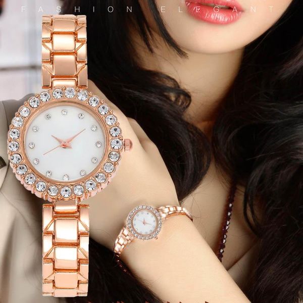 

wristwatches luxury woman watch 2021 fashion brand gold clock wrist watches crystal female quartz rhinestone drop, Slivery;brown