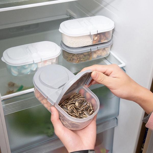 

storage bottles & jars double grids kitchen box grains beans contain sealed organizer food container refrigerator seal boxes n