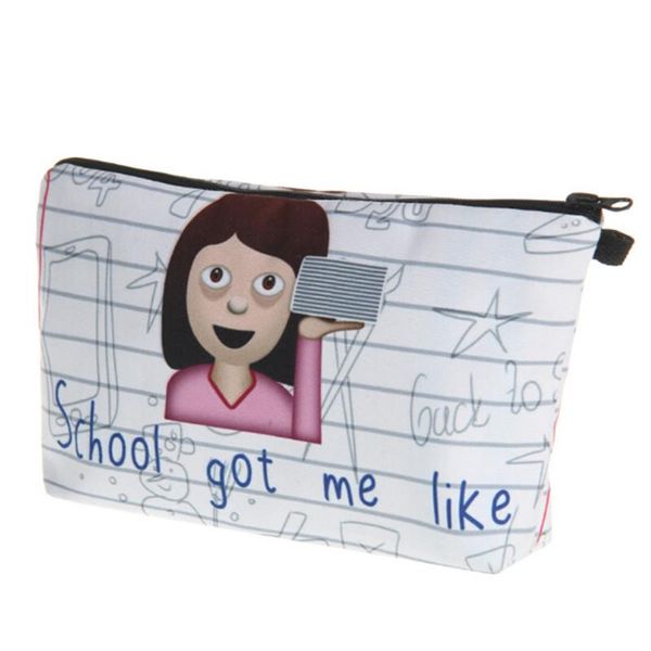 

women cosmetic bag organizer 3d printing school got me like makeup toiletry shower small pouch travel beauty case bags & cases