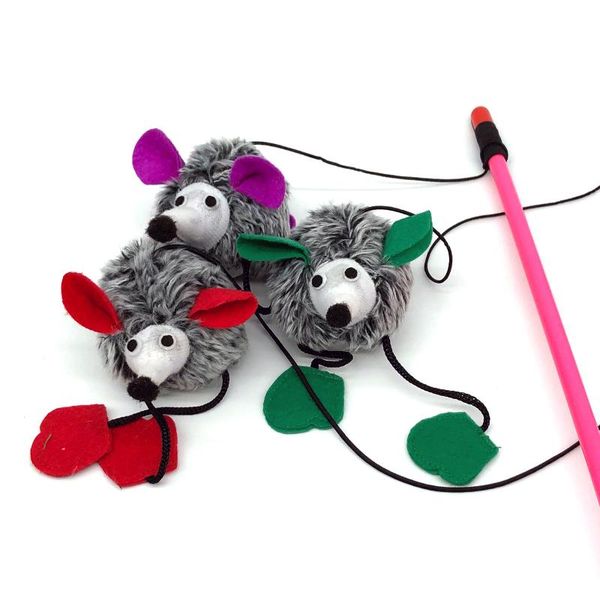 

cat toys creative toy mouse scratch-resistant and playable colored feathers elastic stretchable stick pet supplies
