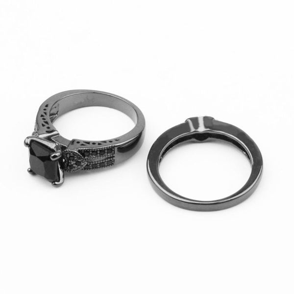 

wedding rings luxury for women creative black diamond love hollow ring ladies jewelry crystal party valentine's day commemorate, Slivery;golden