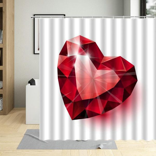 

shower curtains red heart love valentine's day printed bathroom curtain large 240x180 waterproof cloth pink romantic bath decor