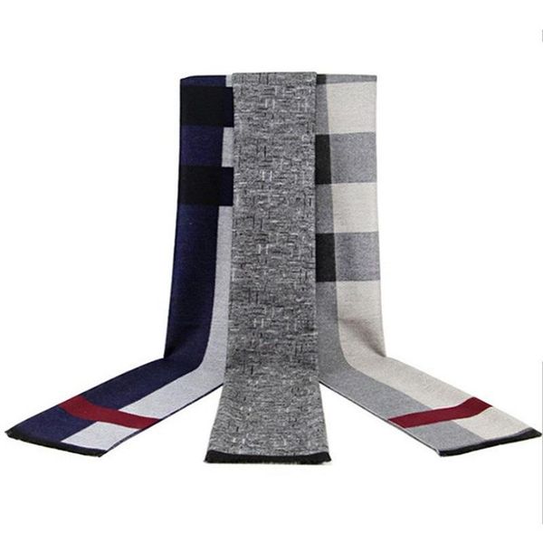 

scarves fashion mens thick soft warm long scarf cashmere wool blend men shawl wrap 30*180cm christmas gift to man winter, Blue;gray