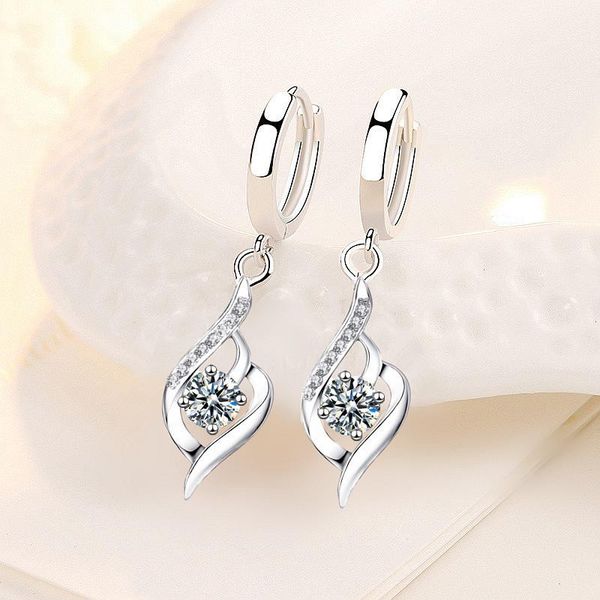 

hoop & huggie kofsac trendy earrings for women exquisite zircon rotating love heart earring jewelry silver color lady wedding party gifts, Golden;silver