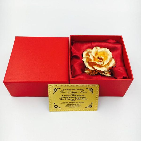 

decorative objects & figurines chinese style 24k gold rose brooch for party and activities with red gift box card