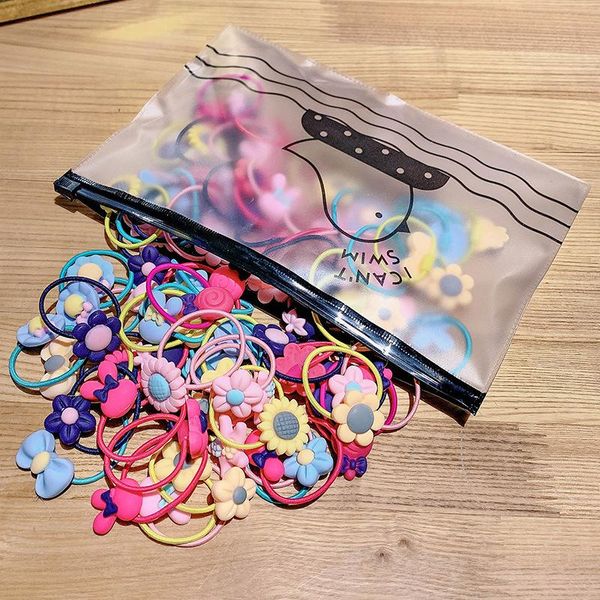 

hair accessories 10//40pcs/set children cute cartoon flower elastic bands tie for girls baby rubber gift kids, Slivery;white