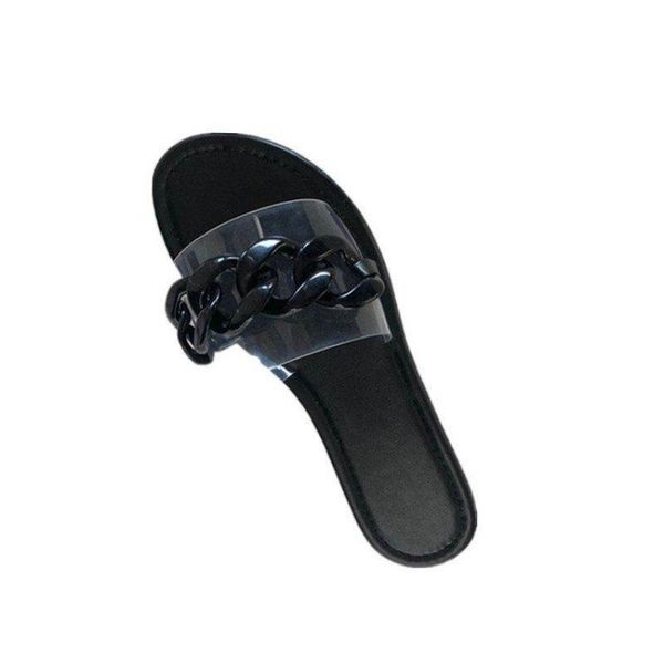 

slippers summer style wear out fashion soft bottom one line sandal, Black
