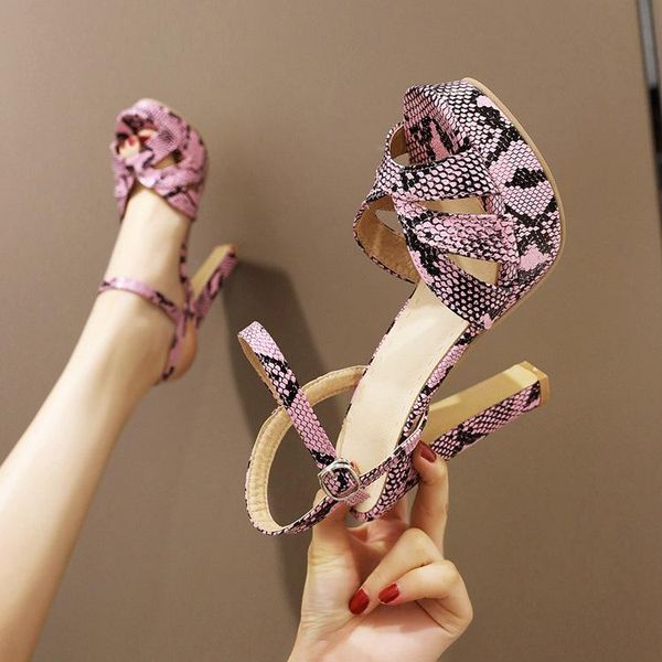 

sandals women's large shoes snake night club heel, Black