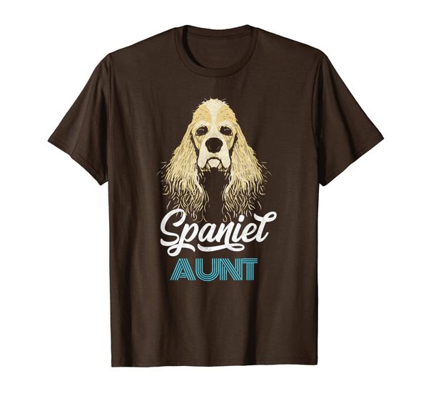 

funny cute cocker spaniel aunt vintage dog sketch graphic t-shirt, White;black