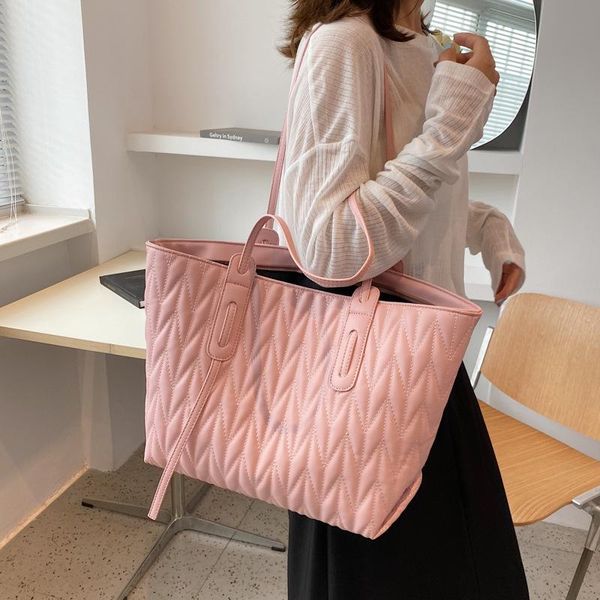 

evening bags french niche foreign style large capacity bag women's 2021 fashion lingge embroidery tote versatile shoulder