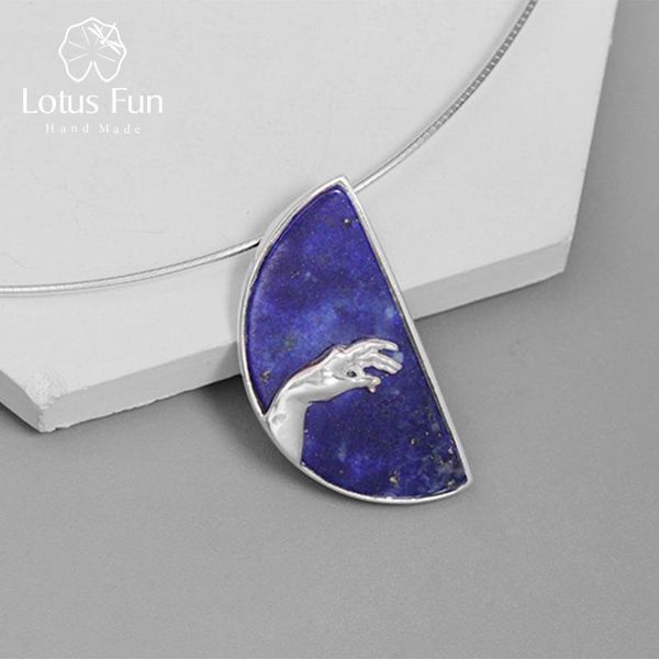 

lotus fun real 925 sterling silver handmade fine jewelry hand of god from the creation adam pendant without necklace women lockets