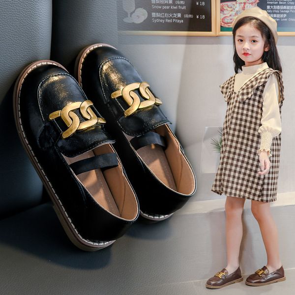 

70% off factory online net red girls' single shoes little leather fashion princess 2021 spring and autumn new soft bottom children&#039, Black