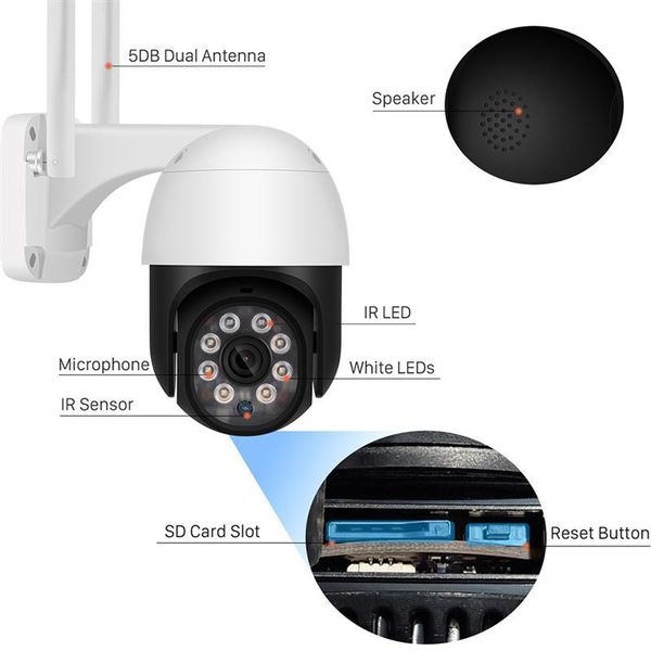

mini cameras 2mp/3mp/5mp ptz wifi ip camera two way audio motion detect diy voice alert outdoor wireless security cctv