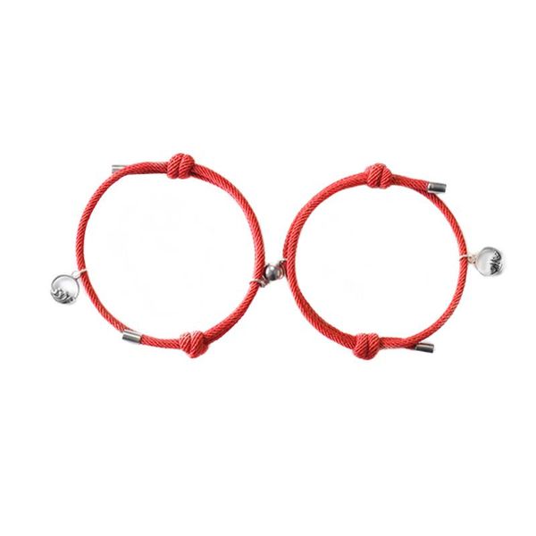 

attract couples bracelets magnetic buckle adjustable braid rope bracelet -mx8 charm, Golden;silver