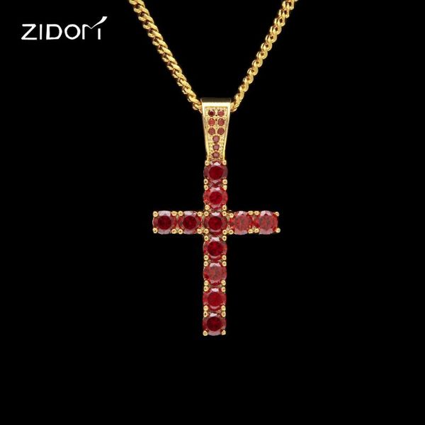 

pendant necklaces 2021 arrived men gold color zircon hiphop iced out cross fashion hip hop necklace jewelry gifts, Silver