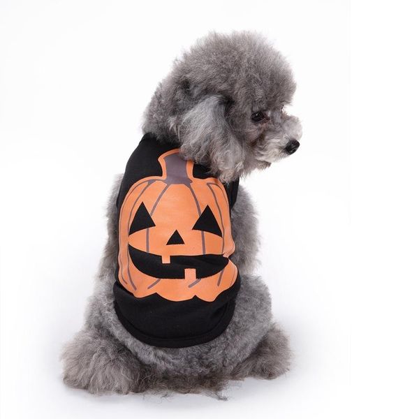 

dog apparel ahuapet halloween costume pumpkin decoration life vest t shirt warm clothes cotton black pet novelty fashion e